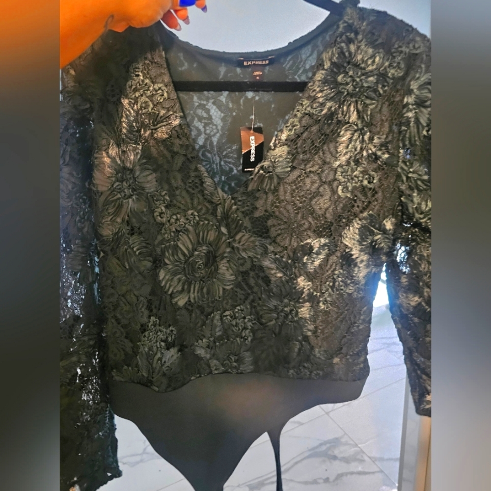 Express Green Lace Bodysuit